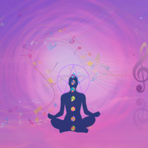 Image décorative d'une silhouette entourée de notes de musique pour illustrer les effets positifs de la musique sur le corps et l'esprit