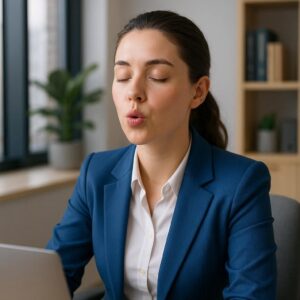 image d'une femme qui se relaxe rapidement au travail