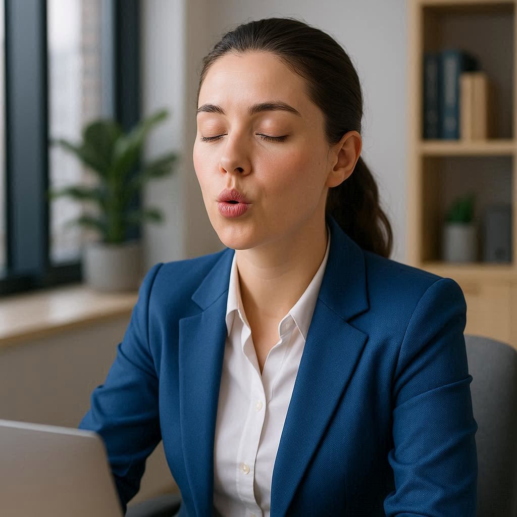 image d'une femme qui se relaxe rapidement au travail