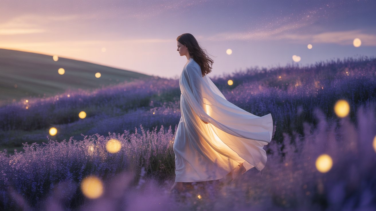 Image décorative d'une femme spirituelle qui marche